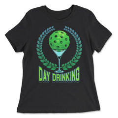 Pickleball Day Drinking Funny graphic - Women's Relaxed Tee - Black