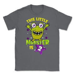 This Little Monster is Two Funny 2nd Birthday Theme design Unisex - Smoke Grey