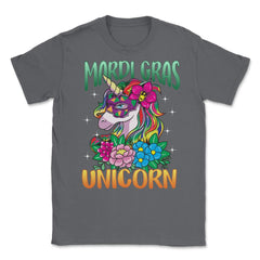 Mardi Gras Unicorn with Masquerade Mask Funny product Unisex T-Shirt - Smoke Grey