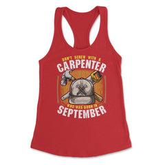 Don't Screw with A Carpenter Who Was Born in September print Women's - Red