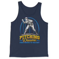 Pitchers Pitching Dreams from Mound to Victory graphic - Tank Top - Navy
