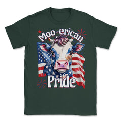 4th of July Moo-erican Pride Funny Patriotic Cow USA product Unisex - Forest Green