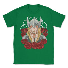 Valkyrie & Roses Norse Mythology Vintage Style Design print Unisex - Green