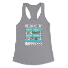 Funny Cat Lover Pet Owner Medicine For Happiness Humor graphic - Grey Heather