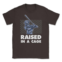 Funny Baseball Batter Hitter Raised In A Cage Sporty Humor print - Brown