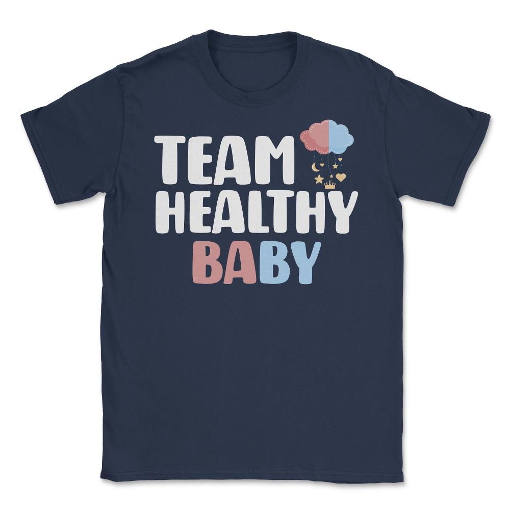 Funny Team Healthy Baby Boy Girl Gender Reveal Announcement design - Navy