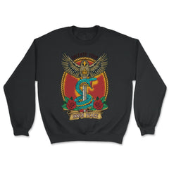 Dagger Art Snake & Eagle Tattoo Dagger Symbolism print - Unisex Sweatshirt - Black