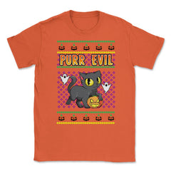 Purr Evil Ugly print Style Halloween Design Pun Gift graphic Unisex - Orange