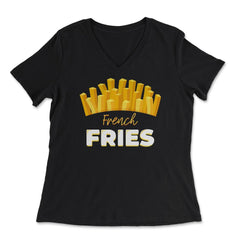 Lazy Funny Halloween Costume Pretend I'm A French Fry graphic - Women's V-Neck Tee - Black