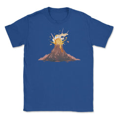 Funny Bitcoin Symbol Coming out of a Volcano for Crypto Fans graphic - Royal Blue