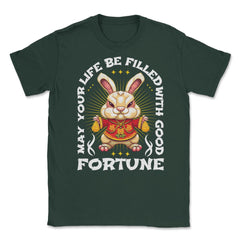 Chinese New Year of the Rabbit Chinese Aesthetic print Unisex T-Shirt - Forest Green