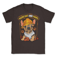 French Bulldog Construction Worker Hard Hat & Paws Frenchie graphic - Brown