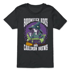 Anime Witch Cauldron Broomstick Rides And Cauldron Brews print - Premium Youth Tee - Black