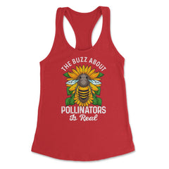 Pollinator Bee & Sunflowers Cottage Core Aesthetic print Women's - Red