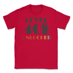 Funny 40th Birthday Gamer Level 40 Unlocked Vintage Style design - Red