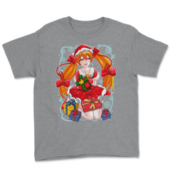 Anime Christmas Santa Anime Girl with Xmas Presents Funny product - Grey Heather