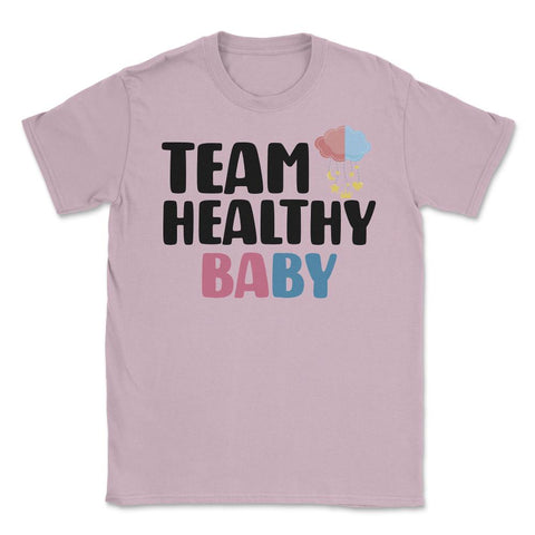 Funny Team Healthy Baby Boy Girl Gender Reveal Announcement graphic - Light Pink