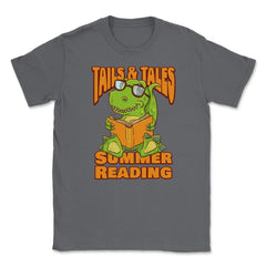 Summer Reading 2021 Tails & Tales Funny Kawaii Dinosaur print Unisex - Smoke Grey