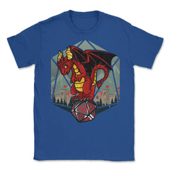 Dragon Sitting On A Dice Mythical Creature For Fantasy Fans design - Royal Blue