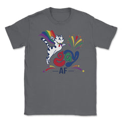 Gay AF Cat Hilarious LGBT Kitten With Rainbow Pride Flag Cap print - Smoke Grey