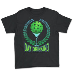 Pickleball Day Drinking Funny graphic - Youth Tee - Black
