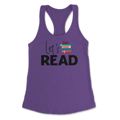Funny Let's Read Books Reading Lover Bookworm Librarian print Women's - Purple