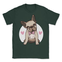 Cute French Bulldog With Hearts Bow Tie Frenchie Pet Owner design - Forest Green