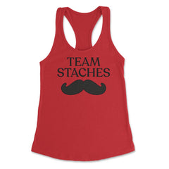 Funny Gender Reveal Announcement Team Staches Baby Boy graphic - Red