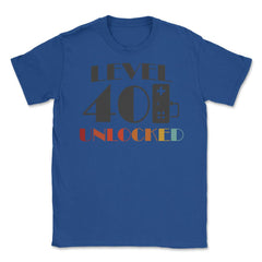 Funny 40th Birthday Gamer Level 40 Unlocked Vintage Style design - Royal Blue