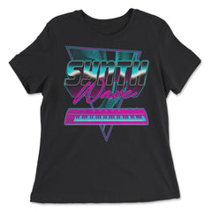 Synthwave Piano Retro Vaporwave 1980s & 1990s Aesthetic print - Women's Relaxed Tee - Black