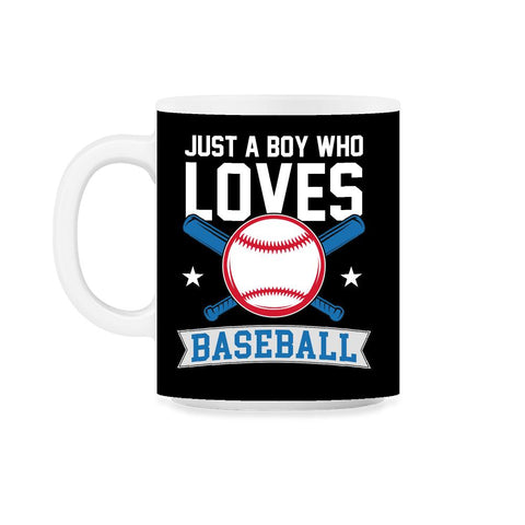 Funny Just A Boy Who Loves Baseball Pitcher Catcher Batter design - Black on White