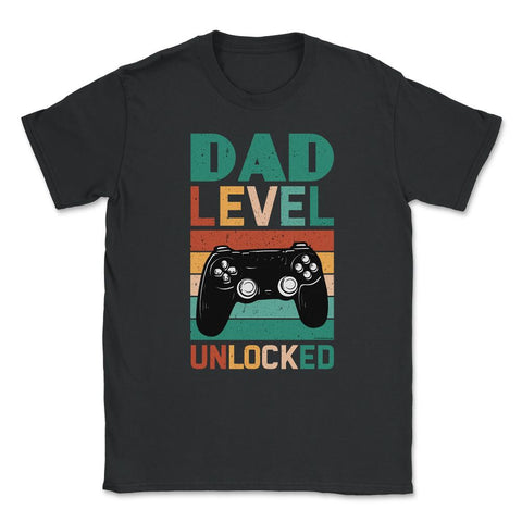 Funny Dad Level Unlocked Retro Gamer Soon To Be Daddy design Unisex - Black