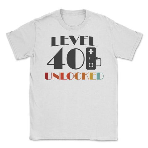 Funny 40th Birthday Gamer Level 40 Unlocked Vintage Style design - White