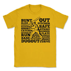 Funny Baseball Typography Player Batter Hitter Baseball Fan print - Gold