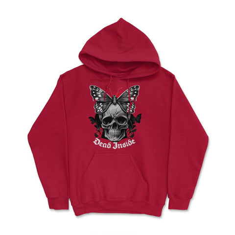 Floral Butterfly Skull Aesthetic Dead Inside Goth Skull product Hoodie - Red