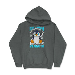 Time to Be a Penguin Happy Penguin with Snowflakes Kawaii print Hoodie - Dark Grey Heather