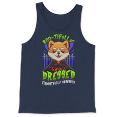 Cute Dog In Halloween Costume Boo-tifully Dressed Design product - Tank Top - Navy