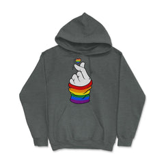 Gay Pride Flag K-Pop Love Hand Gift design Hoodie - Dark Grey Heather