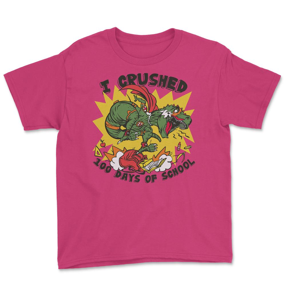 I Crushed 100 Days of School T-Rex Dinosaur Costume product Youth Tee - Heliconia