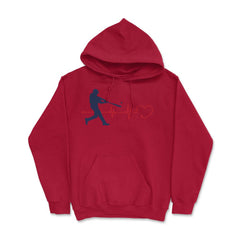 Baseball Lover Heartbeat Pitcher Batter Catcher Funny graphic Hoodie - Red