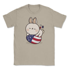 Bunny Napping on an American Flag Egg Gift design Unisex T-Shirt - Cream