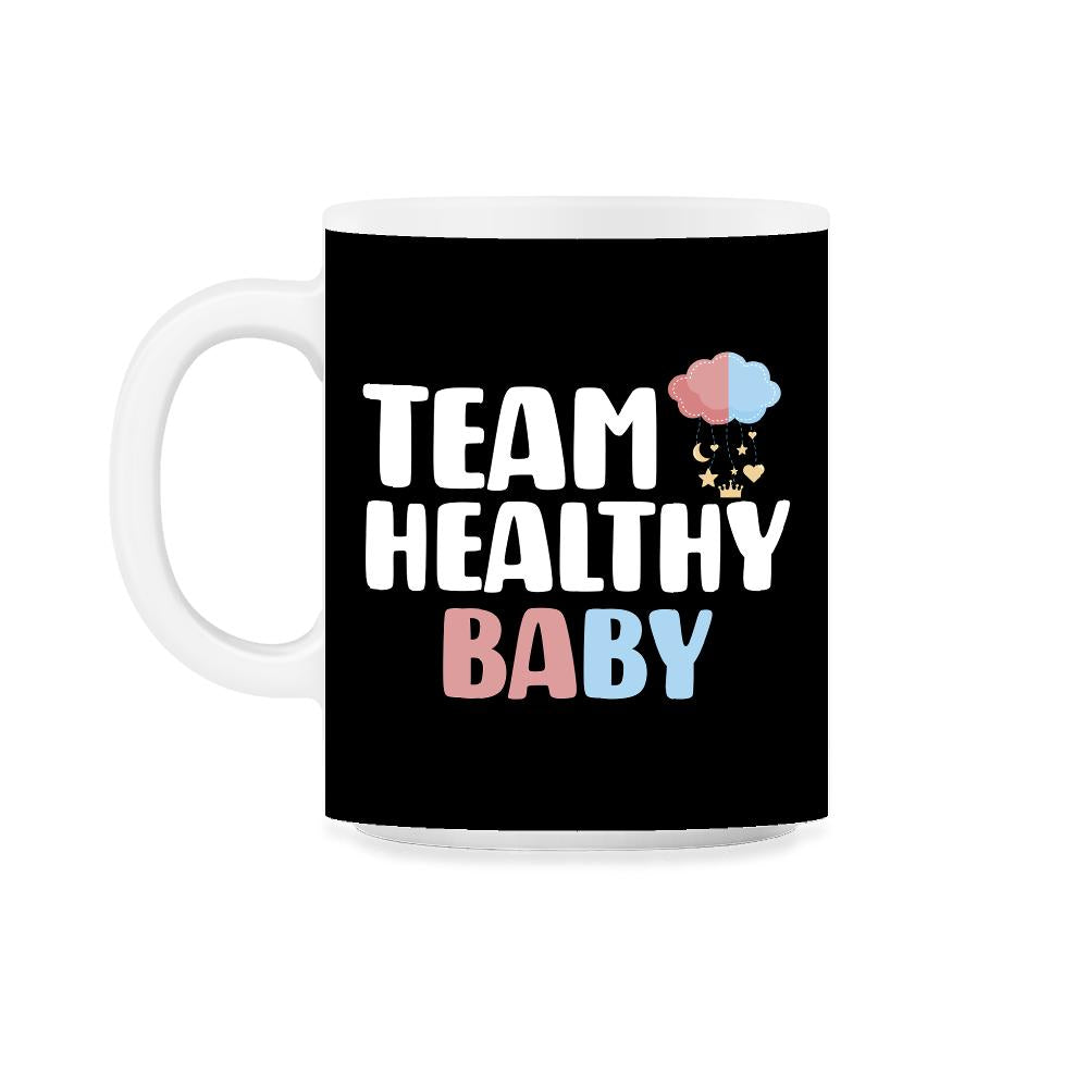 Funny Team Healthy Baby Boy Girl Gender Reveal Announcement design - Black on White