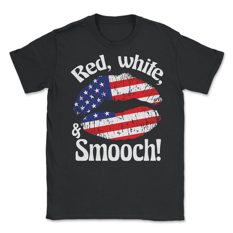 4th of July Red, white, and Smooch! Funny Patriotic Lips print Unisex - Black