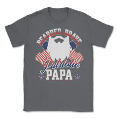 Bearded, Brave, Patriotic Papa 4th of July Independence Day graphic - Smoke Grey