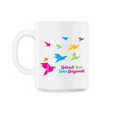 Unleash Your Inner Origamist Colorful Origami Flying Birds product - 11oz Mug - White