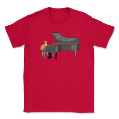 Funny Cat Playing Piano Pianist Music Instrument Cat Lover design - Red