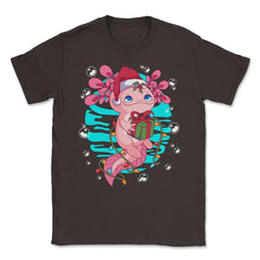 Axolotl Christmas with Santa’s Hat & Wrapped in Lights product Unisex - Brown
