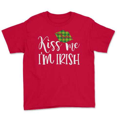 Kiss Me I’m Irish Green Lips Saint Patrick’s Day Women graphic Youth - Red