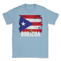 Puerto Rico Flag Boricua Theme Coqui Grunge Gift print Unisex T-Shirt - Light Blue