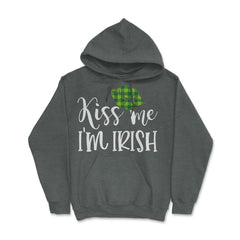 Kiss Me I’m Irish Green Lips Saint Patrick’s Day Women graphic Hoodie - Dark Grey Heather